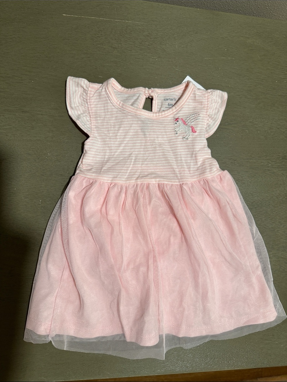 Carter's Pink Striped Tulle Unicorn Dress size 6M